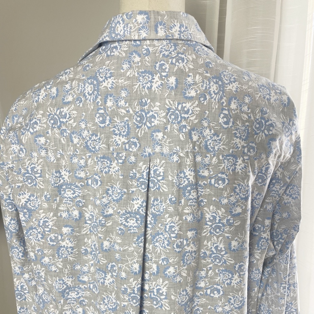 Frank & Eileen Grayson the Hero Blue Floral Button Up Cotton Shirt Size 4 - Picture 4 of 9